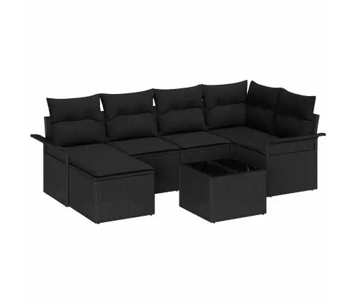 7 Daļu Dārza Dīvānu Komplekts Ar Spilveniem, Bežs Poli Rotangpalma Vidaxl