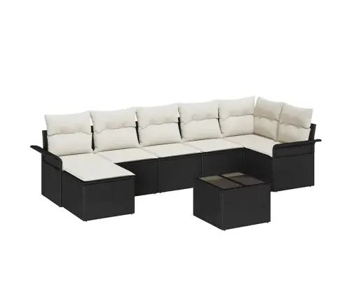 7 Daļu Dārza Dīvānu Komplekts Ar Spilveniem Melnā Poli Rotangpalma Vidaxl