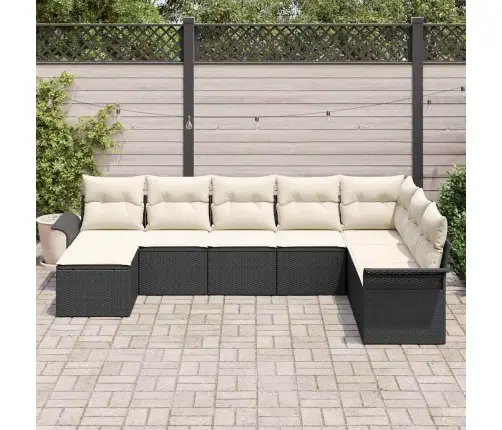 Aia Diivanikomplekt Padjaga 8 Pcs Must Polürotang