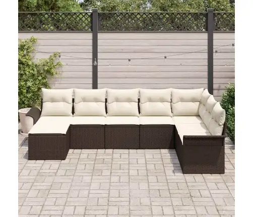 8 Daļīgais Dārza Dīvānu Komplekts Ar Spilveniem Brūnā Polietilēna Rotangpalma Vidaxl