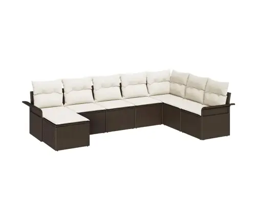 8 Daļīgais Dārza Dīvānu Komplekts Ar Spilveniem Brūnā Polietilēna Rotangpalma Vidaxl