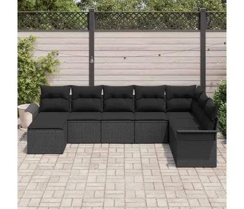 Aia Diivanikomplekt Padjaga 8 Pcs Must Polürotang