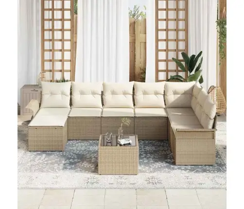 9 Daļu Dārza Dīvānu Komplekts Ar Spilveniem Brūnā Poli Rotangpalma Vidaxl