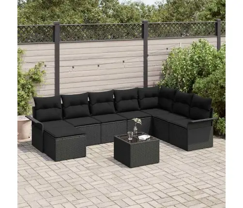 9 Gab. Dārza Dīvānu Komplekts Ar Spilveniem Beigās Polietilēna Rotangpalma Vidaxl