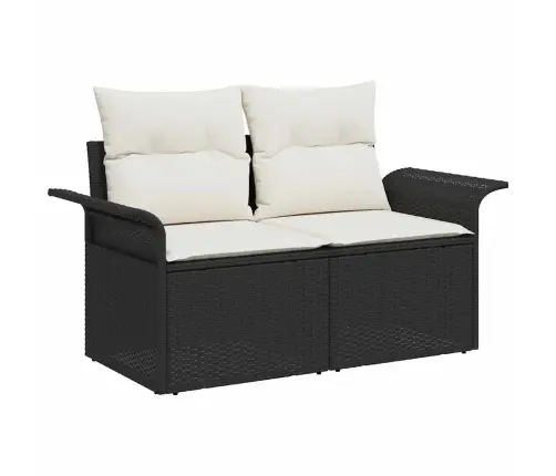 Sodo Sofų Rinkinys Su Pagalve 6 Pcs Juoda Poli Ratanas