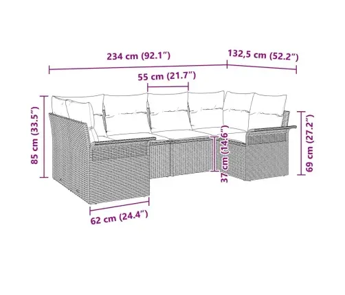 Sodo Sofų Rinkinys Su Pagalve 6 Pcs Juoda Poli Ratanas