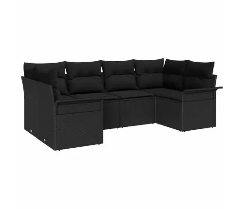 Sodo Sofų Rinkinys Su Pagalve 6 Pcs Juoda Poliratanas