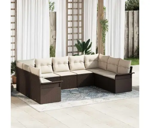 Sodo Sofų Rinkinys Su Pagalve Ruda Poliratanas