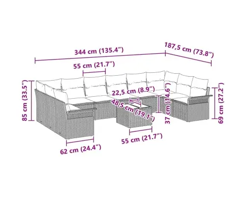 Aia Diivanikomplekt Padjaga 11 Pcs Hall Polürooster