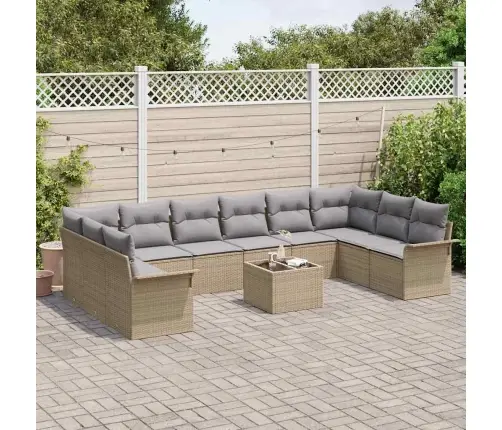 11 Daļu Dārza Dīvānu Komplekts Ar Spilveniem Melnā Polietilēna Rotangpalmas Vidaxl