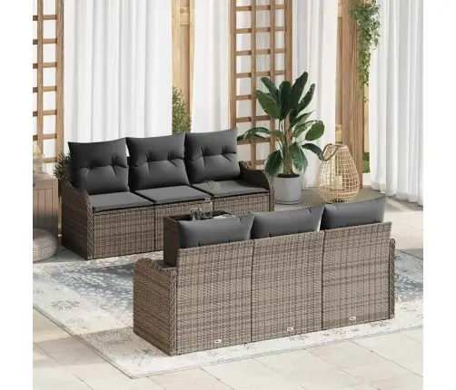 7 Gabalu Dārza Dīvānu Komplekts Ar Spilveniem Pelēkā Poli Rotangpalmas Vidaxl