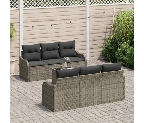 7 Gabalu Dārza Dīvānu Komplekts Ar Spilveniem Pelēkā Poli Rotangpalmas Vidaxl