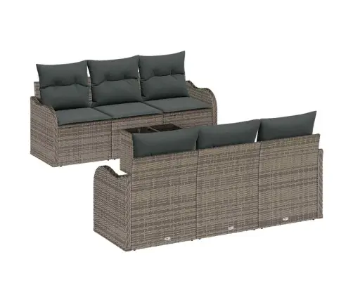 7 Gabalu Dārza Dīvānu Komplekts Ar Spilveniem Pelēkā Poli Rotangpalmas Vidaxl