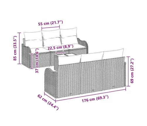 Sodo Sofų Rinkinys Smėlio 55 X 55 X 37 Cm Poliratanas