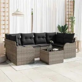 Dārza Dīvānu Komplekts Ar Spilvenu 7 Pcs Pelēka 55 X 55 X 37 Cm Vidaxl