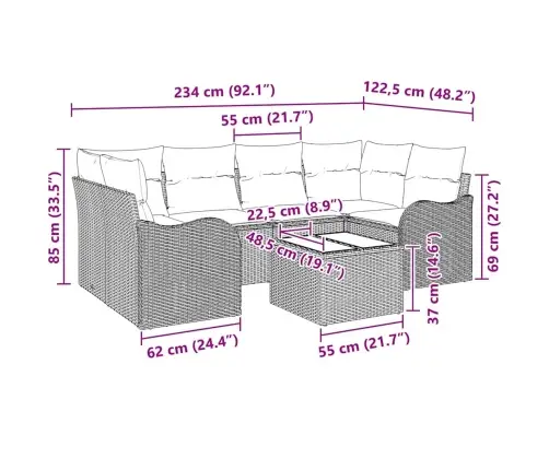 Aia Diivanikomplekt 7 Pcs Helehall 55 X 55 X 37 Cm Polürooster