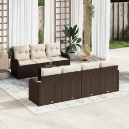 Dārza Dīvānu Komplekts Ar Spilvenu 8 Pcs Brūna 55 X 55 X 37 Cm Vidaxl