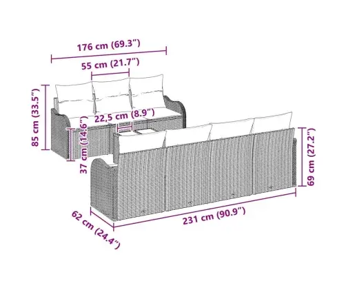 Aia Diivanikomplekt Hall 55 X 55 X 37 Cm Polürotang