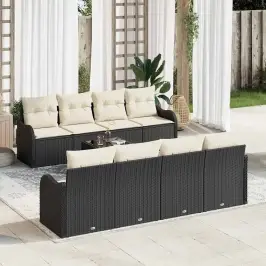 Dārza Dīvānu Komplekts Ar Spilvenu 9 Pcs Melna 55 X 55 X 37 Cm Vidaxl