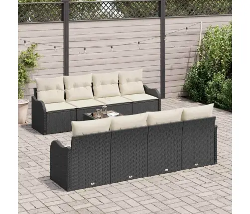 9 Gabalu Dārza Dīvāns Ar Spilveniem Melnas Poli Rotangpalmas Vidaxl