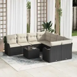 Dārza Dīvānu Komplekts Ar Spilvenu 9 Pcs Melna 55 X 55 X 37 Cm Vidaxl