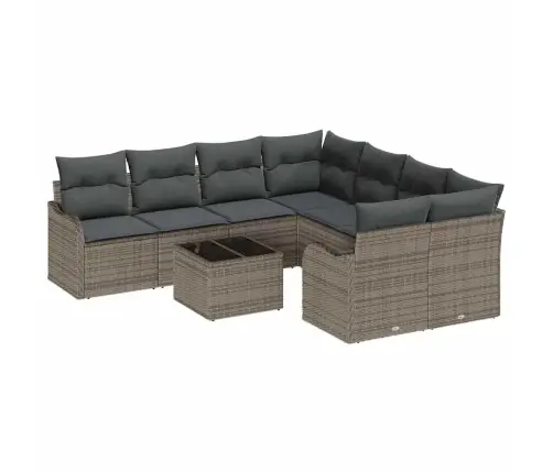 9 Daļu Dārza Dīvānu Komplekts Ar Spilveniem Pelēks Poli Ratan Vidaxl