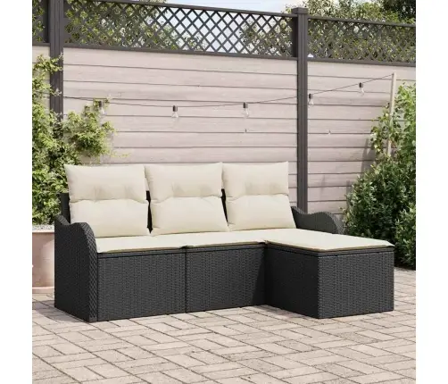 4 Daļu Dārza Dīvānu Komplekts Ar Spilveniem Melnā Poli Rotangpalmas Vidaxl