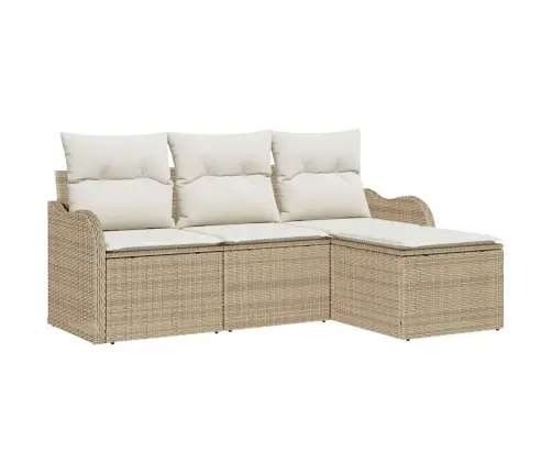 4 Daļu Dārza Dīvānu Komplekts Ar Spilveniem Bēšs Poli Rotangpalma Vidaxl