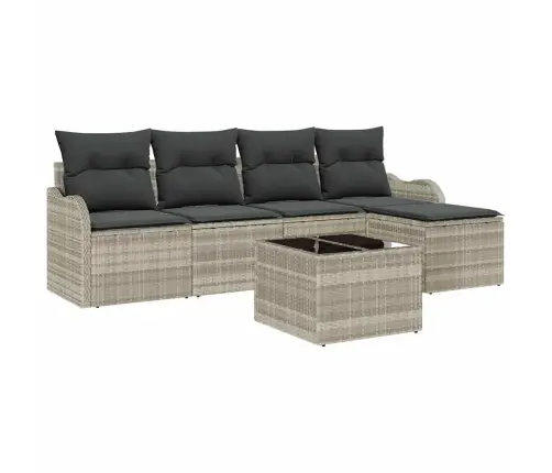 6 Daļu Dārza Dīvānu Komplekts Ar Spilveniem Pelēks Poli Rotangpalma Vidaxl