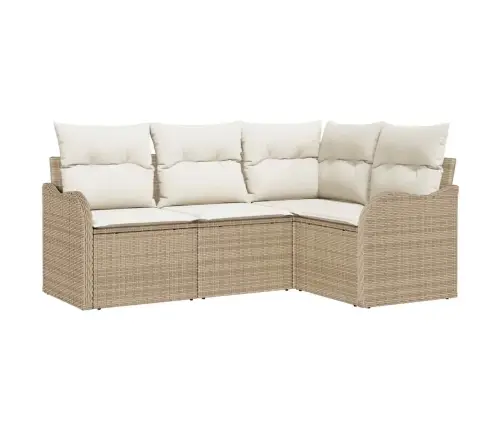 Sodo Sofų Rinkinys 4 Pcs Smėlio Poliratanas