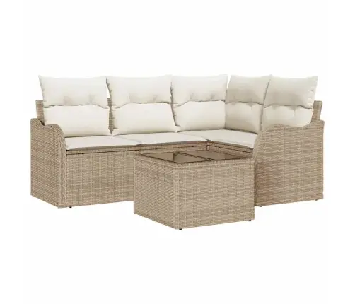 5 Daļu Dārza Dīvānu Komplekts Ar Spilveniem Brūnā Polietilēna Rotangpalmas Vidaxl