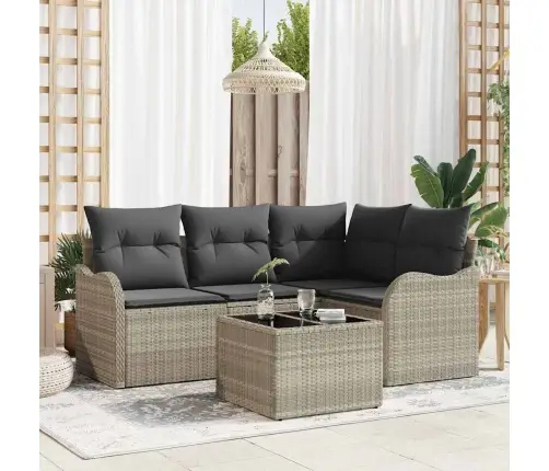 Sodo Sofų Rinkinys Šviesiai Pilka Poliratanas