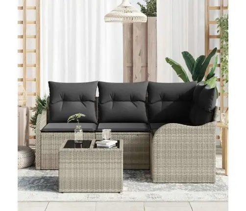 Sodo Sofų Rinkinys Šviesiai Pilka Poliratanas