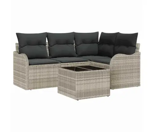 Sodo Sofų Rinkinys Šviesiai Pilka Poliratanas