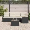 Sodo Sofų Rinkinys Su Pagalve 6 Pcs Juoda Poli Ratanas