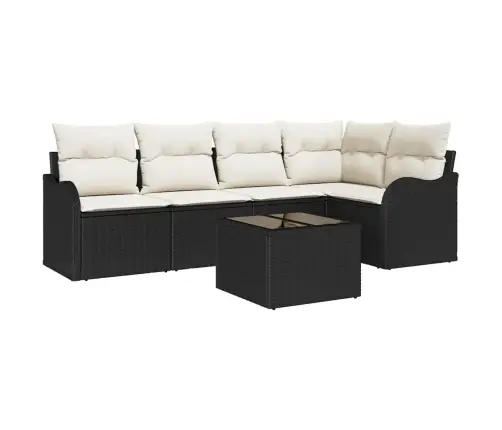 Sodo Sofų Rinkinys Su Pagalve 6 Pcs Juoda Poli Ratanas