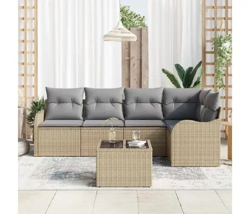 6 Daļu Dārza Dīvānu Komplekts Ar Spilveniem Melnā Poli Ratanā Vidaxl