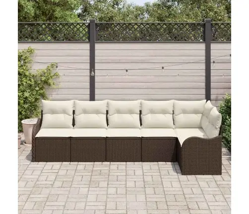 Sodo Sofų Rinkinys 6 Pcs Ruda Poliratanas