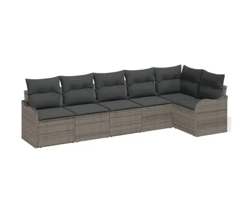 6 Daļu Dārza Dīvānu Komplekts Ar Spilveniem Pelēkā Polietilēna Rotangpalmas Vidaxl