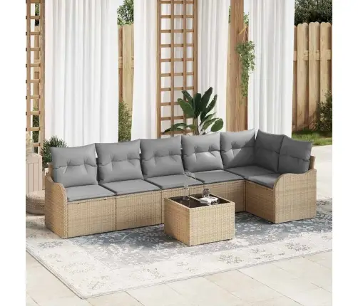 7 Daļu Dārza Dīvānu Komplekts Ar Spilveniem Melnā Poli Rotangpalmas Vidaxl