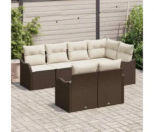 Dārza Dīvānu Komplekts 7 Pcs Brūna Poliūtu Rotangpalma Vidaxl