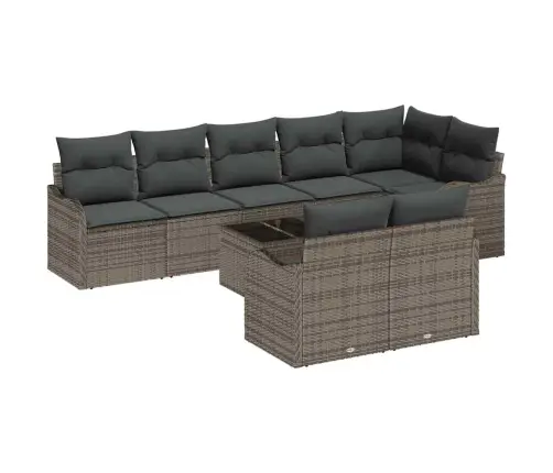 Sodo Sofų Rinkinys 9 Pcs Pilka Poliratanas