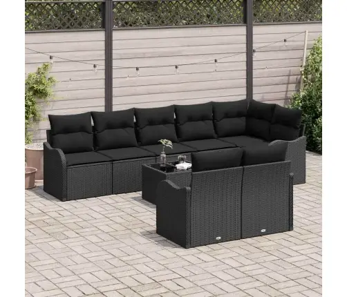 Aia Diivanikomplekt 9 Pcs Must Polürotang