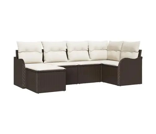 6 Daļu Dārza Dīvānu Komplekts Ar Spilveniem Brūnā Poli Rotangpalma Vidaxl