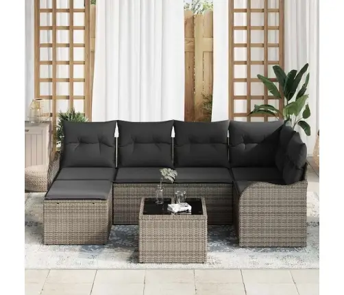 6 Daļu Dārza Dīvānu Komplekts Ar Spilveniem Melnā Poli Rotangpalmas Vidaxl