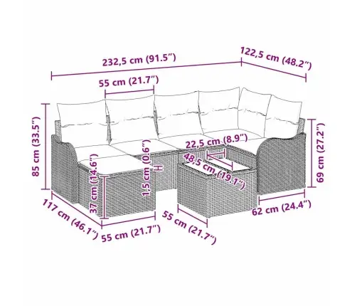 6 Daļu Dārza Dīvānu Komplekts Ar Spilveniem Melnā Poli Rotangpalmas Vidaxl