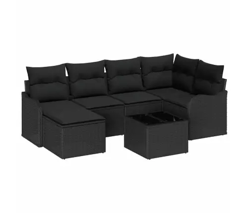 7 Daļu Dārza Dīvānu Komplekts Ar Spilveniem Beigā Poli Rotangpalma Vidaxl