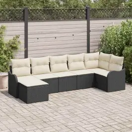 Dārza Dīvānu Komplekts 7 Pcs Melna Poliūtu Rotangpalma Vidaxl