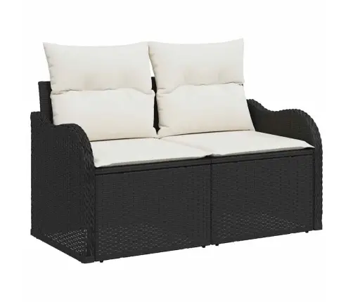 Sodo Sofų Rinkinys Su Pagalve 7 Pcs Juoda Poli Ratanas