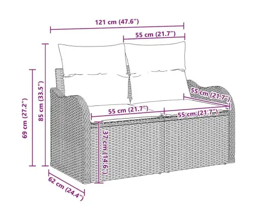 Sodo Sofų Rinkinys Su Pagalve 7 Pcs Juoda Poli Ratanas